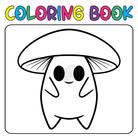 Téléchargez les illustrations : Vecteur mignon champignon pour coloriage des enfants illustration icône vectorielle - en licence libre de droit