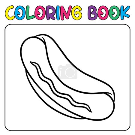 Téléchargez les illustrations : Nourriture vectorielle hotdog pour coloriage pour enfants illustration icône vectorielle - en licence libre de droit