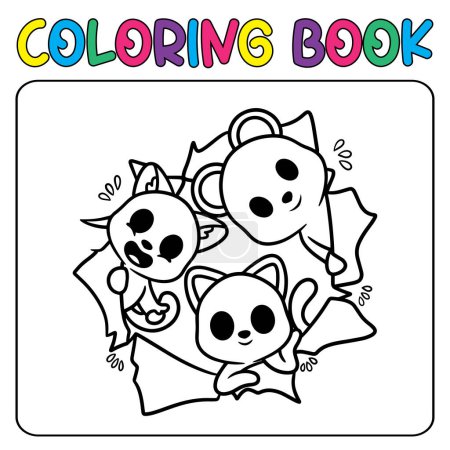 Téléchargez les illustrations : Vecteur animaux mignons pour coloriage des enfants illustration icône vectorielle - en licence libre de droit