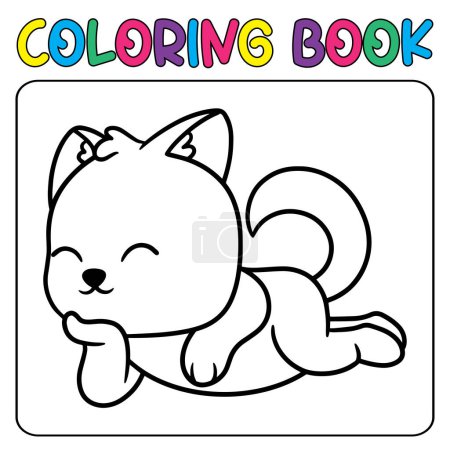 Téléchargez les illustrations : Chien vectoriel mignon pour coloriage enfant illustration icône vectorielle - en licence libre de droit