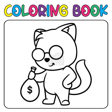 Téléchargez les illustrations : Vecteur mignon chien riche pour coloriage des enfants illustration vectorielle - en licence libre de droit