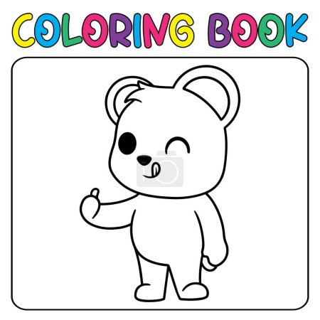 Téléchargez les illustrations : Livre à colorier animal mignon pour l'éducation mignon panda illustration noir et blanc - en licence libre de droit