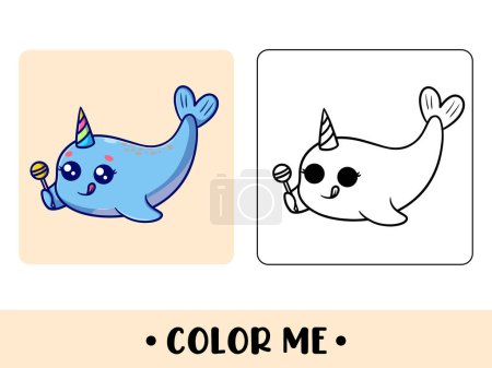 Ilustración de Vector lindo león marino para colorear ilustración de vectores de página para niños - Imagen libre de derechos