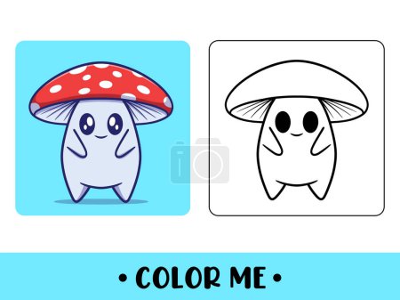 Illustration for Vector cute mushroom for children's coloring page vector icon illustration - Royalty Free Image