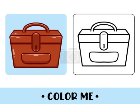 Illustration for Vector cute bag for children's coloring page vector icon illustration - Royalty Free Image