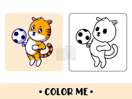 Téléchargez les illustrations : Vecteur tigre mignon pour coloriage des enfants illustration icône vectorielle - en licence libre de droit