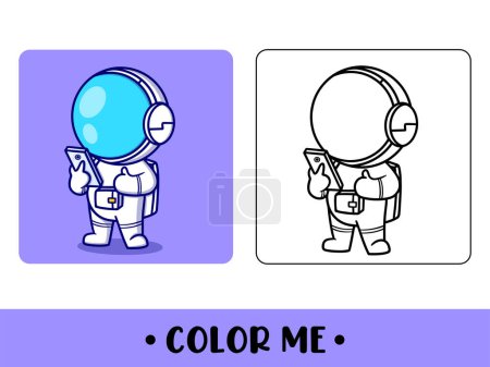 Téléchargez les illustrations : Vecteur mignon astronaute pour coloriage des enfants illustration icône vectorielle - en licence libre de droit