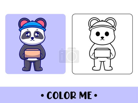Ilustración de Vector lindo panda para colorear ilustración del icono del vector de página de los niños - Imagen libre de derechos