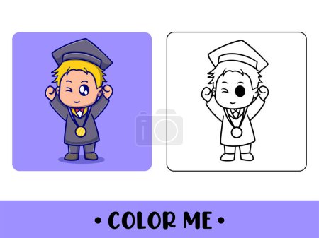 Illustration for Vector cute student for children's coloring page vector icon illustration - Royalty Free Image