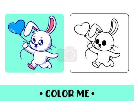 Téléchargez les illustrations : Lapin mignon vectoriel pour colorier les enfants illustration icône vectorielle - en licence libre de droit