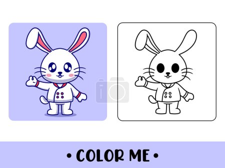 Téléchargez les illustrations : Lapin mignon vectoriel pour colorier les enfants illustration icône vectorielle - en licence libre de droit