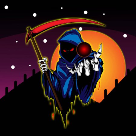 Téléchargez les illustrations : Illustration de Halloween. illustration vectorielle d'une sorcière avec un balai - en licence libre de droit