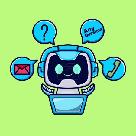 Illustration for Cute robot cartoon icon illustration. Flat design style - Royalty Free Image