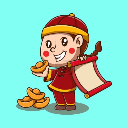 Illustration for Vector Cute Chinese New Year cartoon vector icon illustration people fashion icon concept - Royalty Free Image