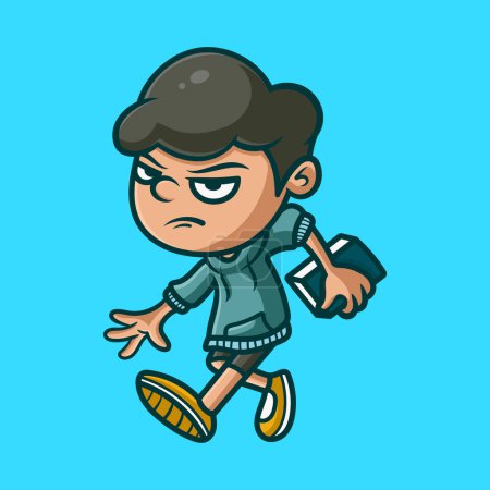 Illustration for Cute boy holding book cartoon icon illustration. Study icon concept. Flat cartoon style - Royalty Free Image
