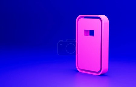 Photo for Pink Police assault shield icon isolated on blue background. Minimalism concept. 3D render illustration. - Royalty Free Image
