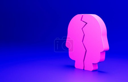 Photo for Pink Bipolar disorder icon isolated on blue background. Minimalism concept. 3D render illustration. - Royalty Free Image