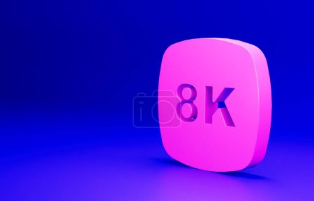 Téléchargez les photos : Icône rose 8k Ultra HD isolée sur fond bleu. Concept de minimalisme. Illustration de rendu 3D. - en image libre de droit