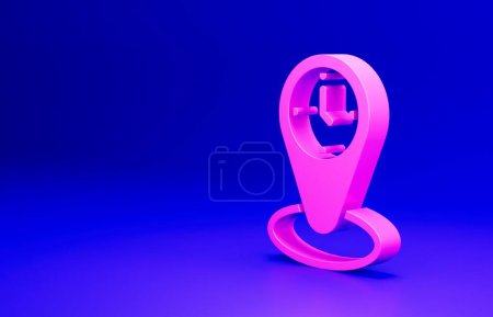 Photo for Pink Time zone clocks icon isolated on blue background. Minimalism concept. 3D render illustration. - Royalty Free Image