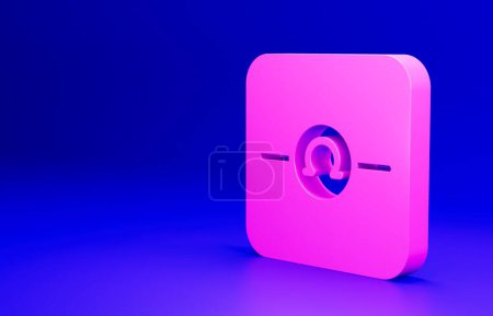 Photo for Pink Ohmmeter icon isolated on blue background. Minimalism concept. 3D render illustration. - Royalty Free Image
