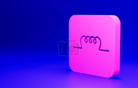 Photo for Pink Inductor in electronic circuit icon isolated on blue background. Minimalism concept. 3D render illustration. - Royalty Free Image
