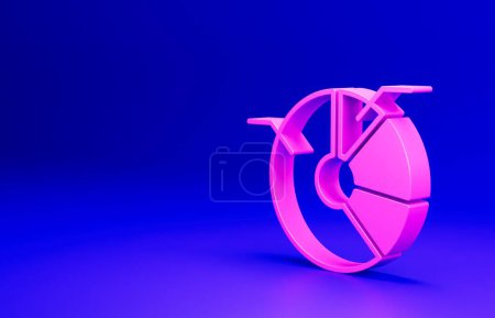 Photo for Pink Pie chart infographic icon isolated on blue background. Diagram chart sign. Minimalism concept. 3D render illustration. - Royalty Free Image