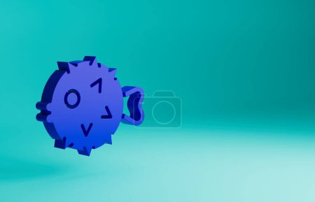 Foto de Icono de erizo de pescado azul aislado sobre fondo azul. Concepto minimalista. Ilustración de representación 3D. - Imagen libre de derechos