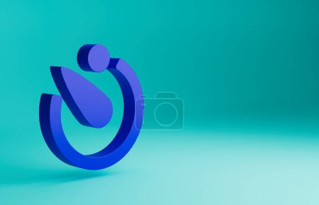 Blue Camera timer icon isolated on blue background. Photo exposure. Stopwatch timer seconds. Minimalism concept. 3D render illustration.