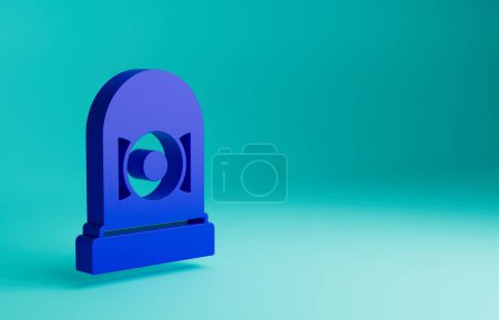 Téléchargez les photos : Sonnerie bleue icône de cloche d'alarme isolé sur fond bleu. Symbole d'alarme, cloche de service, panneau de cloche, symbole de notification. Concept de minimalisme. Illustration de rendu 3D. - en image libre de droit
