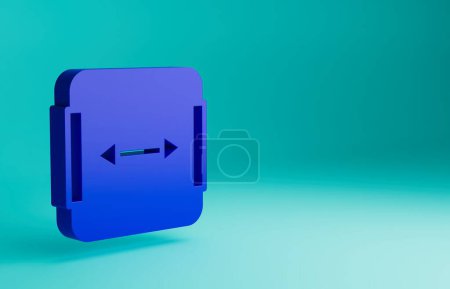 Téléchargez les photos : Icône de mesure de zone bleue isolée sur fond bleu. Concept de minimalisme. Illustration de rendu 3D. - en image libre de droit