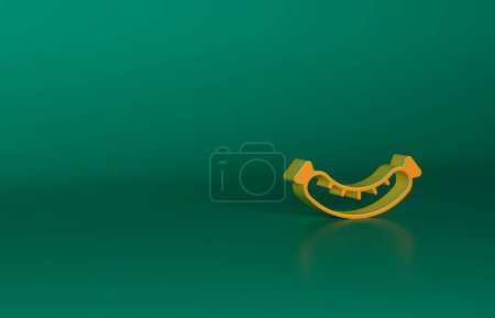 Photo for Orange Sausage icon isolated on green background. Grilled sausage and aroma sign. Minimalism concept. 3D render illustration. - Royalty Free Image