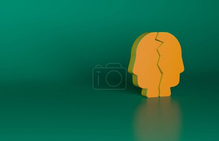 Photo for Orange Bipolar disorder icon isolated on green background. Minimalism concept. 3D render illustration. - Royalty Free Image
