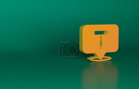 Photo for Orange Multi-Function All-In-One portable skate tool T-tool for skateboard, longboard, electric skateboard icon isolated on green background. Minimalism concept. 3D render illustration. - Royalty Free Image
