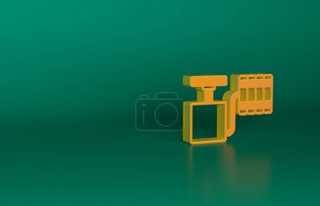 Photo for Orange Handle detonator for dynamite icon isolated on green background. Minimalism concept. 3D render illustration. - Royalty Free Image