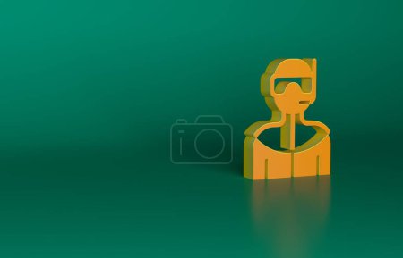 Foto de Traje de neopreno naranja para el icono del buceo aislado sobre fondo verde. Equipo submarino de buceo. Concepto minimalista. Ilustración de representación 3D. - Imagen libre de derechos