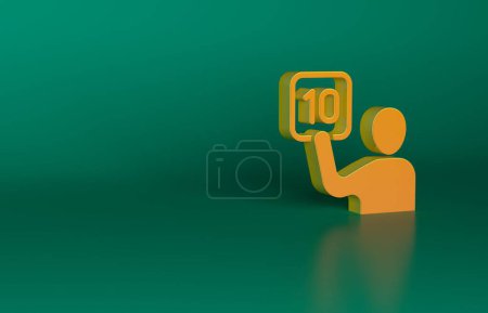 Téléchargez les photos : Orange Évaluation des juges icône isolée sur fond vert. Concept de minimalisme. Illustration de rendu 3D. - en image libre de droit