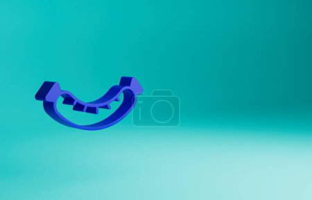 Photo for Blue Sausage icon isolated on blue background. Grilled sausage and aroma sign. Minimalism concept. 3D render illustration. - Royalty Free Image