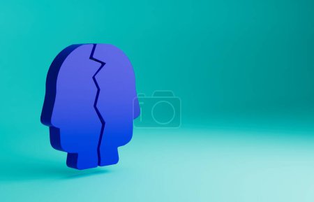 Photo for Blue Bipolar disorder icon isolated on blue background. Minimalism concept. 3D render illustration. - Royalty Free Image