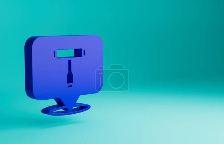 Photo for Blue Multi-Function All-In-One portable skate tool T-tool for skateboard, longboard, electric skateboard icon isolated on blue background. Minimalism concept. 3D render illustration. - Royalty Free Image