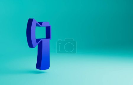 Photo for Blue Wooden axe icon isolated on blue background. Lumberjack axe. Minimalism concept. 3D render illustration. - Royalty Free Image
