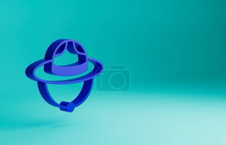 Foto de Blue Canadian Ranger sombrero icono uniforme aislado sobre fondo azul. Concepto minimalista. Ilustración de representación 3D. - Imagen libre de derechos