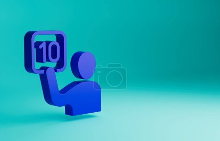 Blue Assessment of judges icon isolated on blue background. Minimalism concept. 3D render illustration.