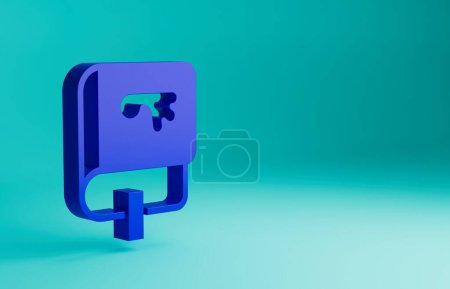 Photo for Blue Viking book icon isolated on blue background. Minimalism concept. 3D render illustration. - Royalty Free Image