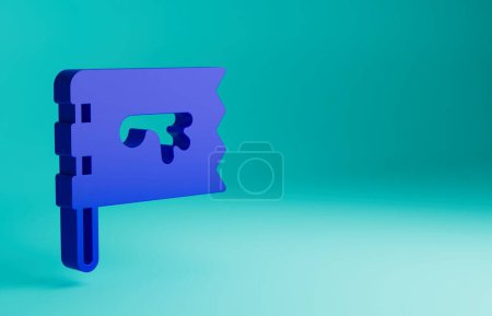 Photo for Blue Viking flag icon isolated on blue background. Minimalism concept. 3D render illustration. - Royalty Free Image