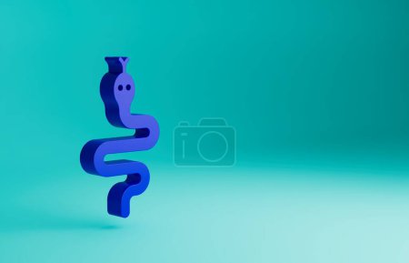 Photo for Blue Snake icon isolated on blue background. Minimalism concept. 3D render illustration. - Royalty Free Image