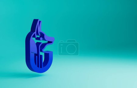 Téléchargez les photos : Anubis égyptien bleu icône isolée sur fond bleu. Concept de minimalisme. Illustration de rendu 3D. - en image libre de droit
