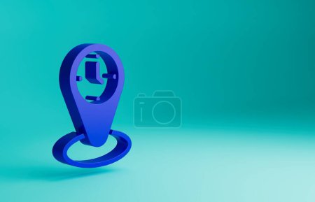 Photo for Blue Time zone clocks icon isolated on blue background. Minimalism concept. 3D render illustration. - Royalty Free Image