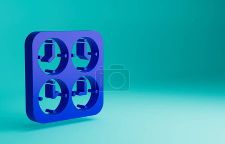 Photo for Blue Time zone clocks icon isolated on blue background. Minimalism concept. 3D render illustration. - Royalty Free Image
