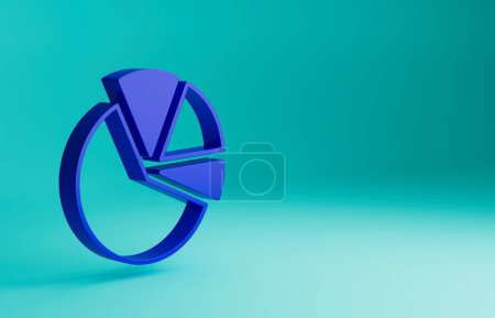 Photo for Blue Pie chart infographic icon isolated on blue background. Diagram chart sign. Minimalism concept. 3D render illustration. - Royalty Free Image