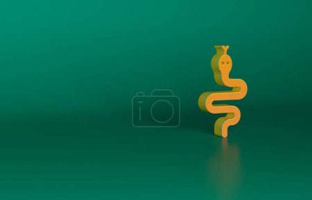 Photo for Orange Snake icon isolated on green background. Minimalism concept. 3D render illustration. - Royalty Free Image